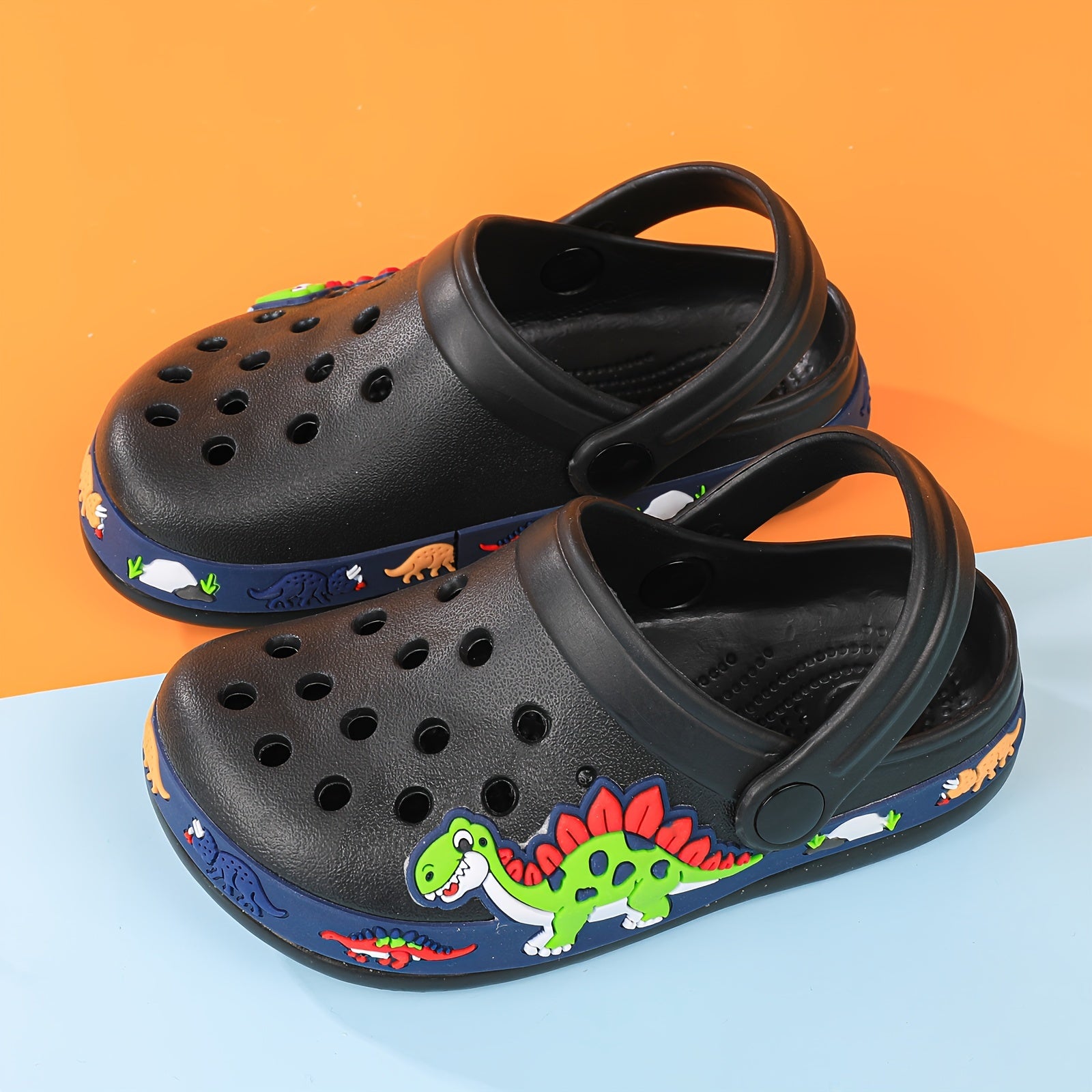 Toddler Girls Cartoon Print Platform Clogs with Closed Toe Anti-Skid Sole Hollow Out Design