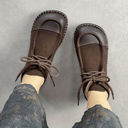 Women Leather Ankle Boots Flat Casual Shoes for Travel Hiking All-Season