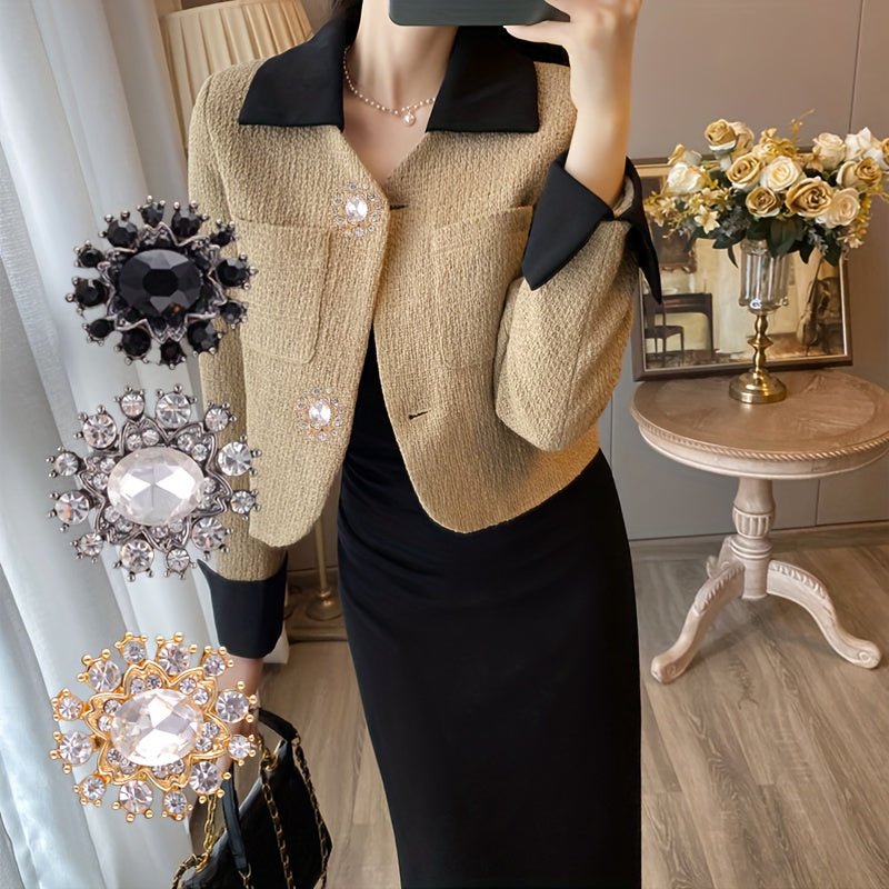 Kiyimlar, sviterlar, blazerlar uchun besh ta rhinestone zink alloy tugmasi to'plami