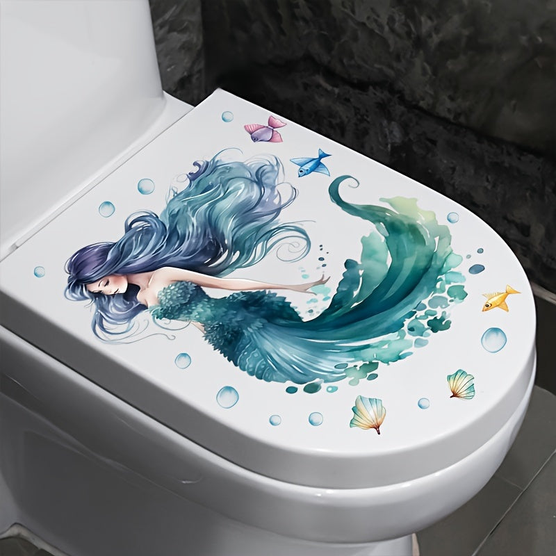 Toilet Seat Sticker Shell Sleeping Beauty Sea Theme Decorative Decal