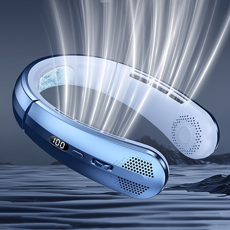 Ventilador de cuello recargable con velocidades ajustables, carga USB, enfriamiento sin manos para actividades al aire libre