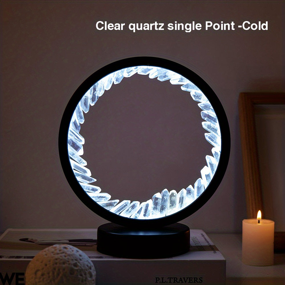 Rechargeable LED Lamp with Amethyst Quartz Cluster for Bedroom and Desk Decor