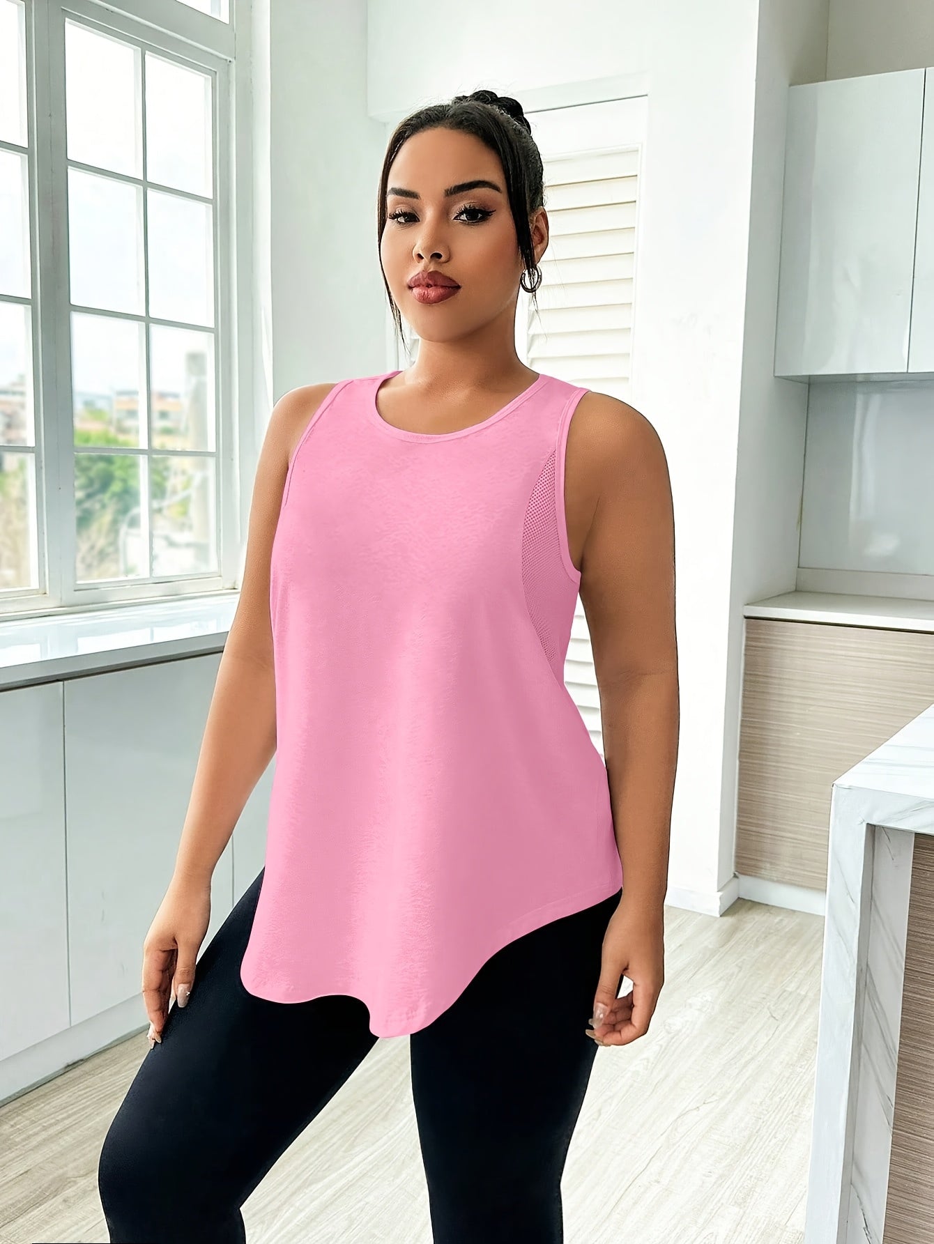 Women's Plus Size Breathable Mesh Sports Vest Sleeveless Activewear Top