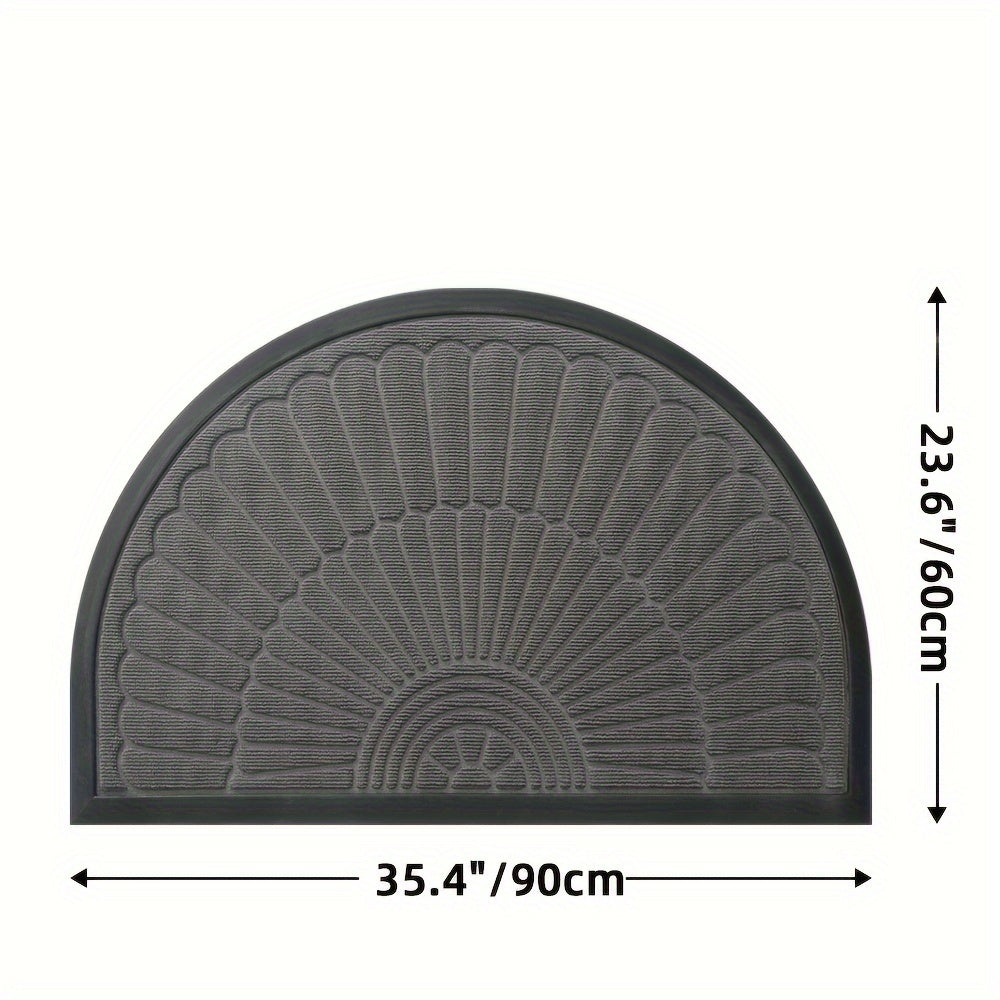 Half Circle Polyester Doormat for Indoor Outdoor Entryways Balcony Patio Garage Office