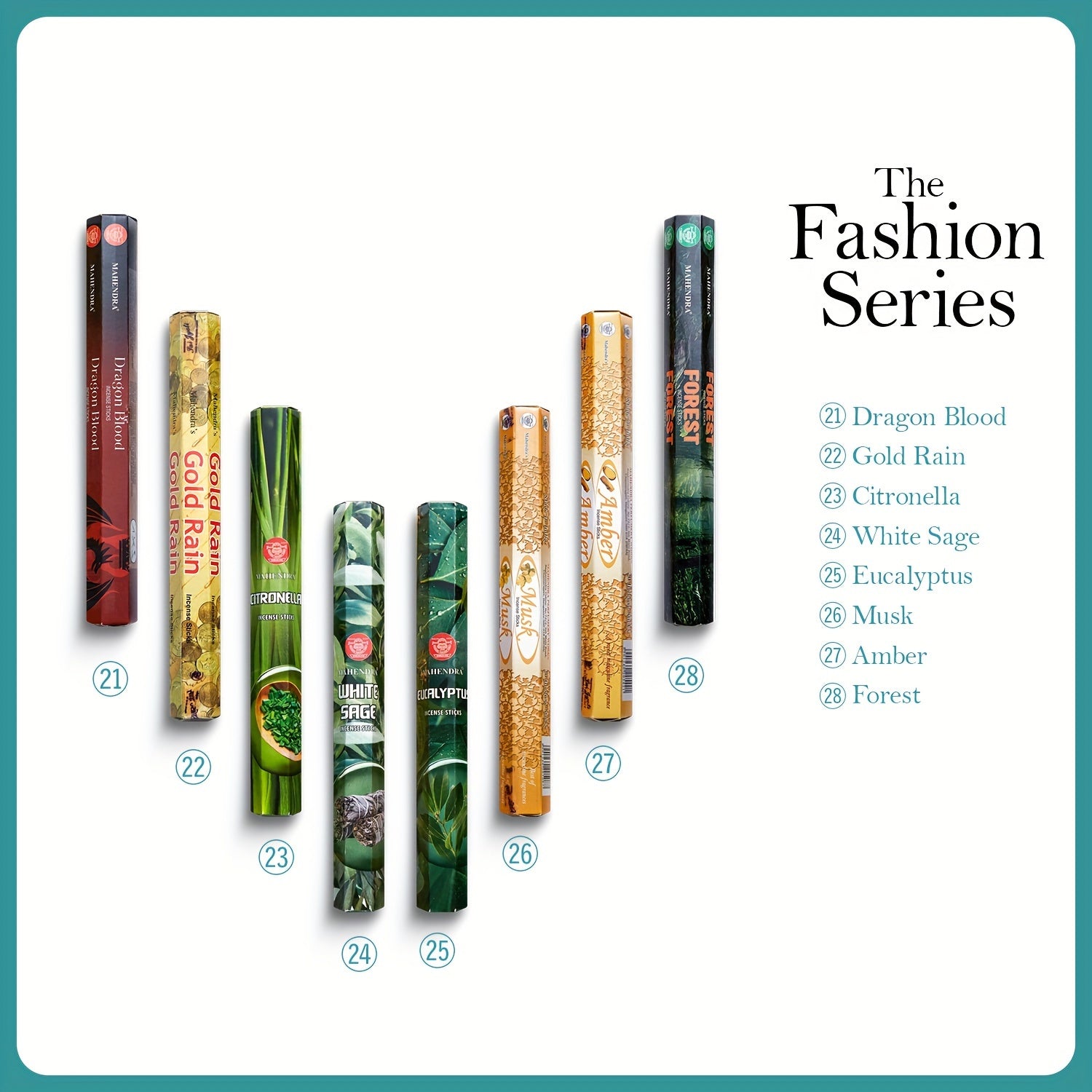 Incense 20-Pack Spice Scented Variety Set for Yoga Meditation Home Fragrance Sandal White Sage Musk Rose Citronella Patchouli Lavender