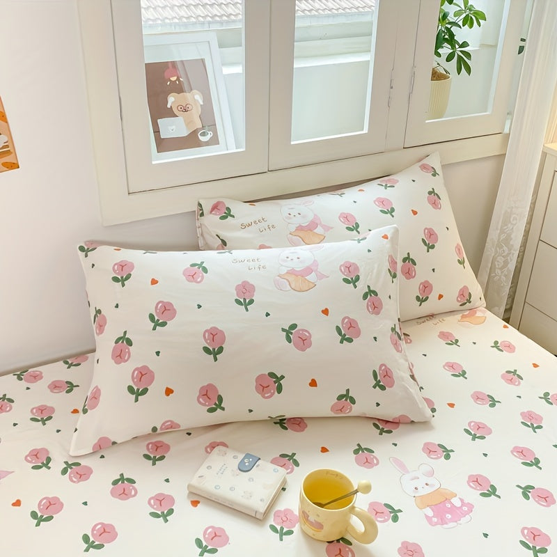 Juego de 2 fundas de almohada con estampado floral, resistentes a las manchas, lavables, de poliéster, decoración del hogar
