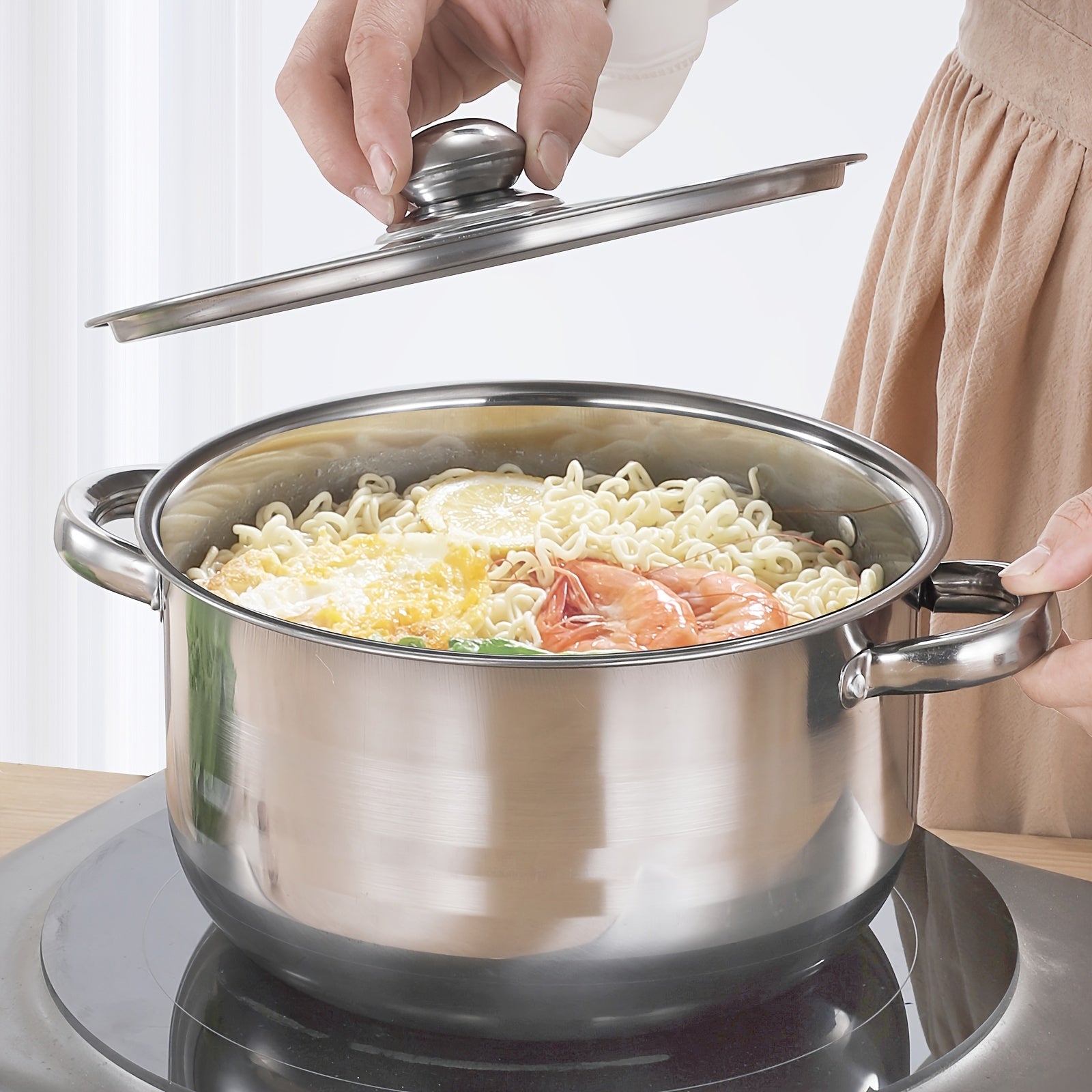 Juego de utensilios de cocina de acero inoxidable de 5 piezas para cocinas de inducción con tapas