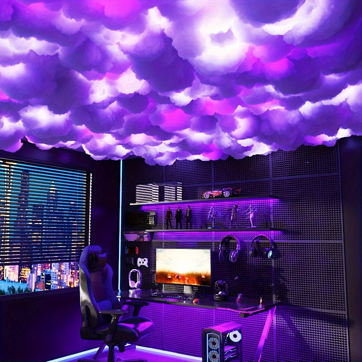 5m RGB LED Cloud Light Kit with Music Sync App Control USB Powered for Bedroom Gaming Party