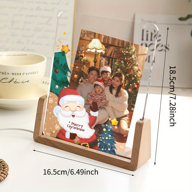 Персонализированная светящаяся акриловая рамка в форме сердца для Рождества - настраиваемое фото, идеальное семейное украшение и персонализированный подарок для близких, подходит для возрастной категории 14+