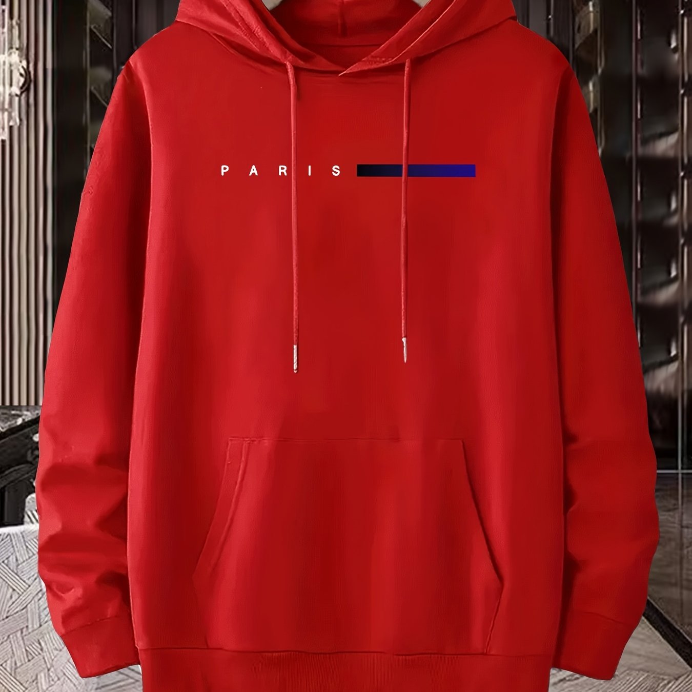 Men's Geometric-Patterned Polyester Sports Costume Hooded Long Sleeve with Applique