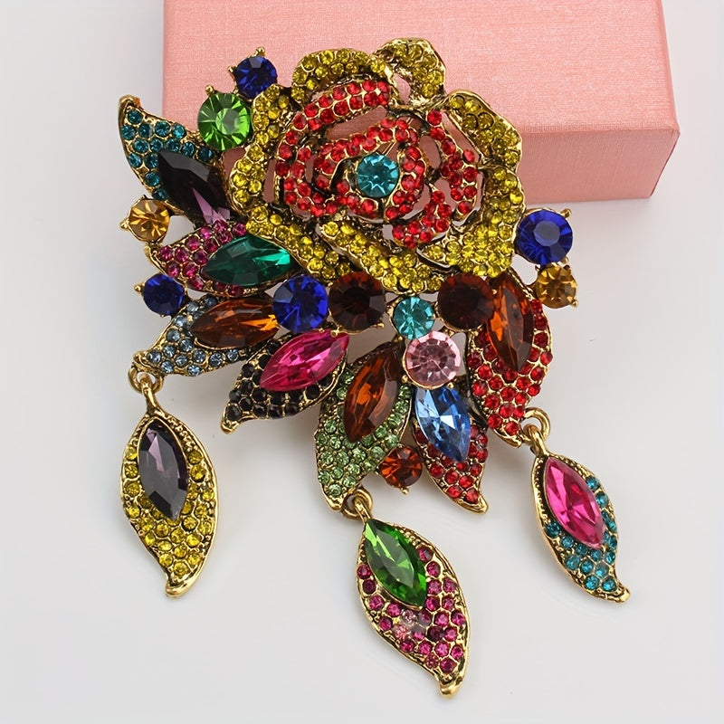 Изысканные цветочные броши, стильные броши с камнями, модные аксессуары для женщин