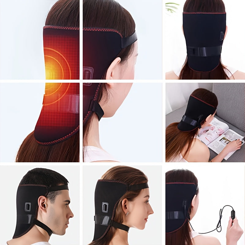 3 ta isitish rejimiga ega portativ USB elektr bosh massajatori, erkaklar va ayollar uchun ergonomik bosh tasmasi, boshni bo'sashtirish uchun tinchlantiruvchi issiqlik. Bosh uchun yoritilgan bosh qopqog'i bilan terapevtik bosh tasmasi.