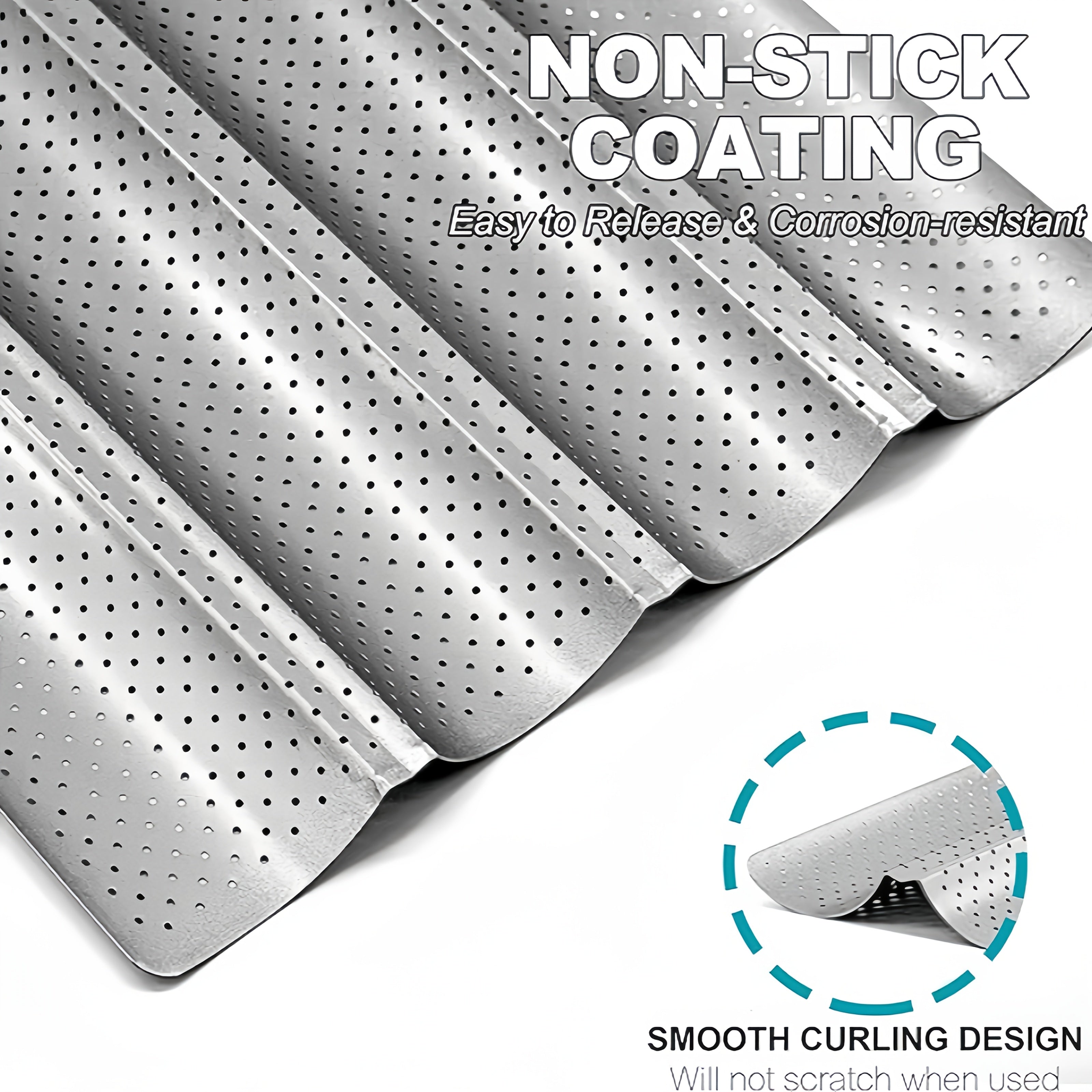 Karbonli po'latdan yasalgan teshikli baguette pishirgich non va pirojnoe uchun ventilyatsiya kanallari bilan, chirishga qarshi