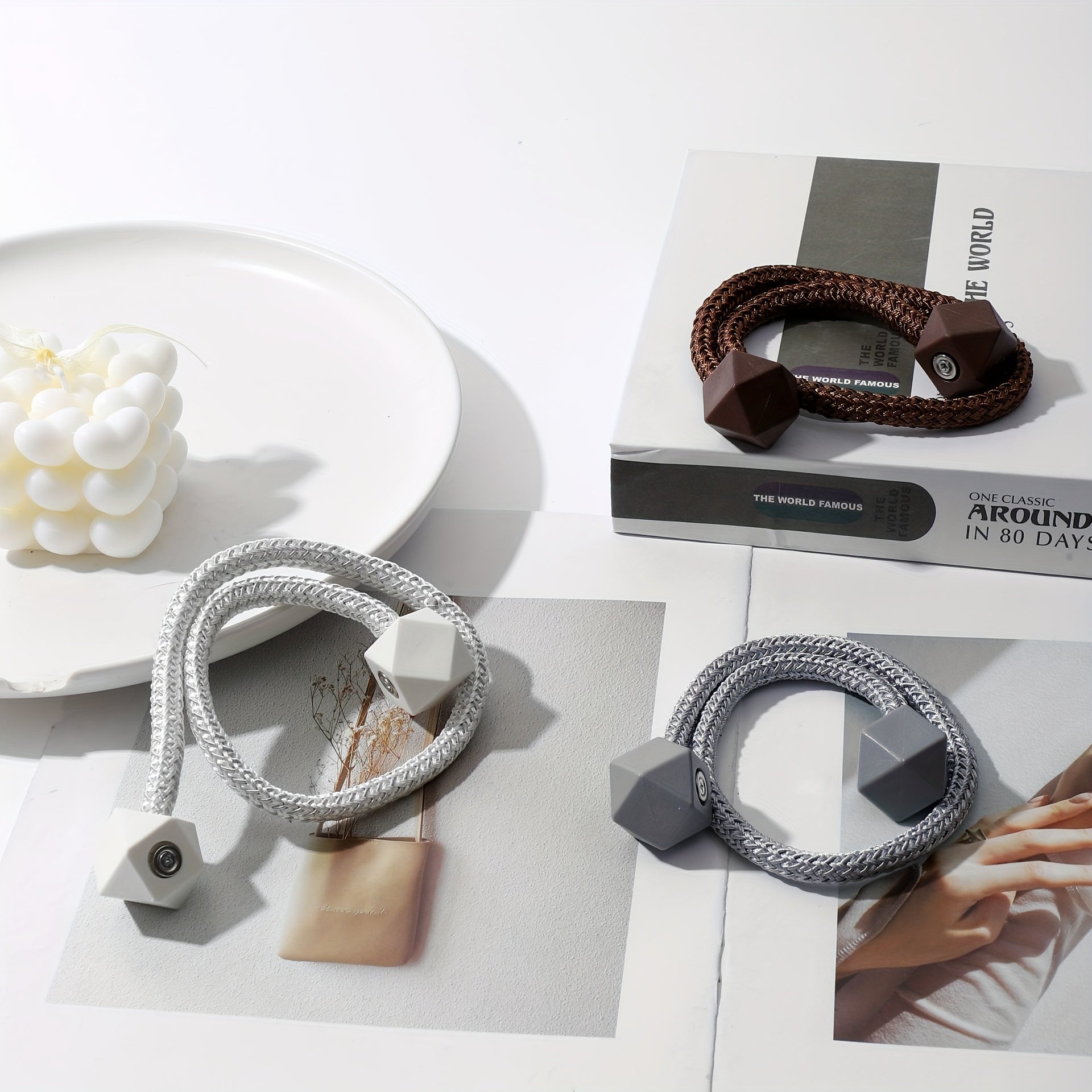 Magnetic Curtain Tiebacks with Thick Twist Cords and Strong Magnets for Home Decor