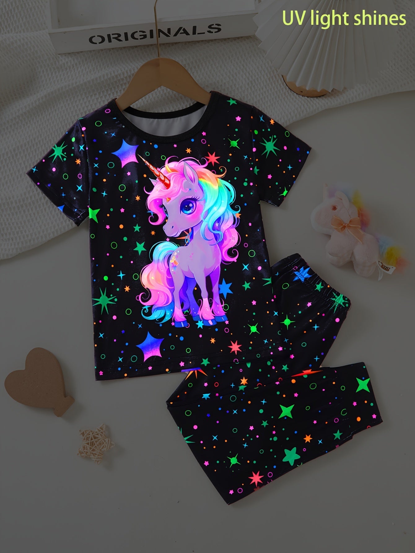 Girls' 2-Piece Unicorn Hoodie and Starry Sky Pants Set for Girls 12 and Under