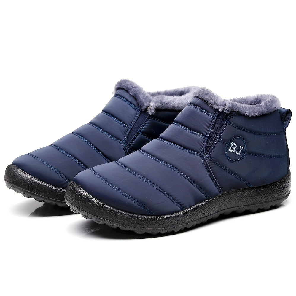 Women Men Lightweight Snow Boots Winter Anti-Slip Ankle Booties Faux Fur Lined