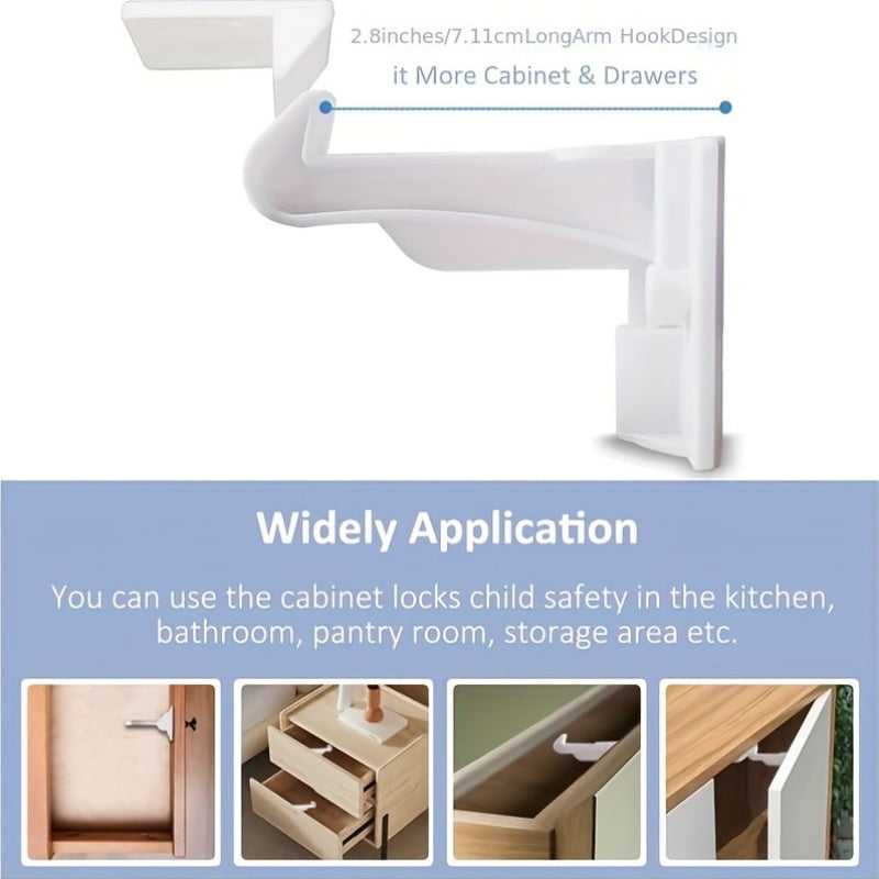 Childproofing Drawer and Cabinet Locks 6-Pack Phthalate-Free ABS No Tools Needed