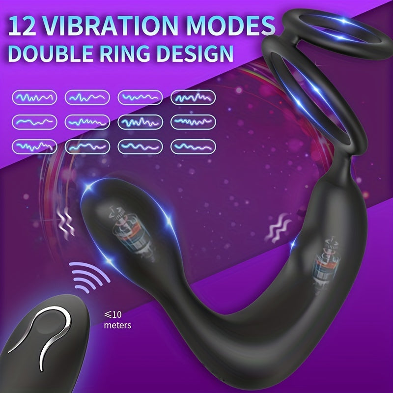 Male Prostate Massager Vibrating Anal Plug with Cock Ring 12 Modes
