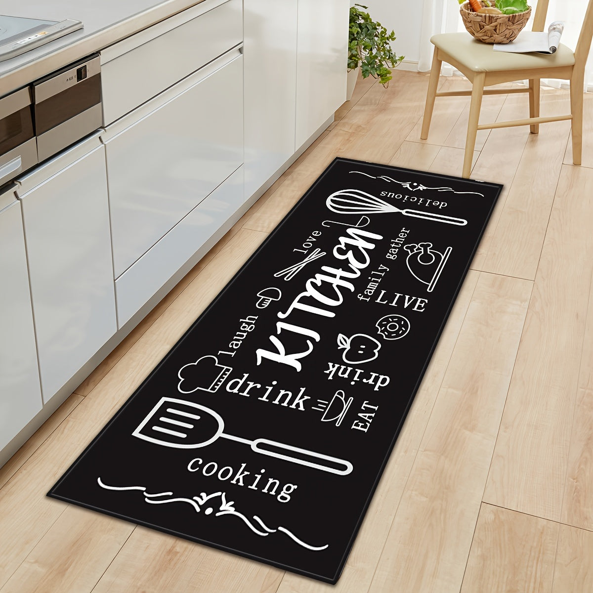 Absorbent Long Kitchen Mat Black Bottom Anti-slip Floor Mat for Bathroom Bedroom