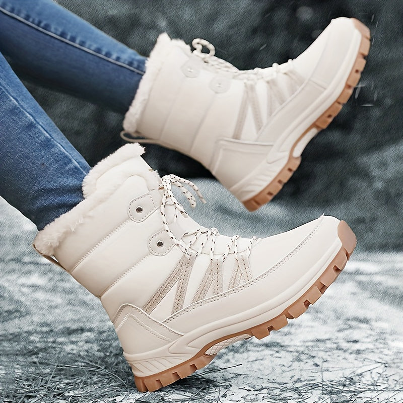 Women’s Snow Boots Platform Lace Up Plush Warm Anti-Slip Winter