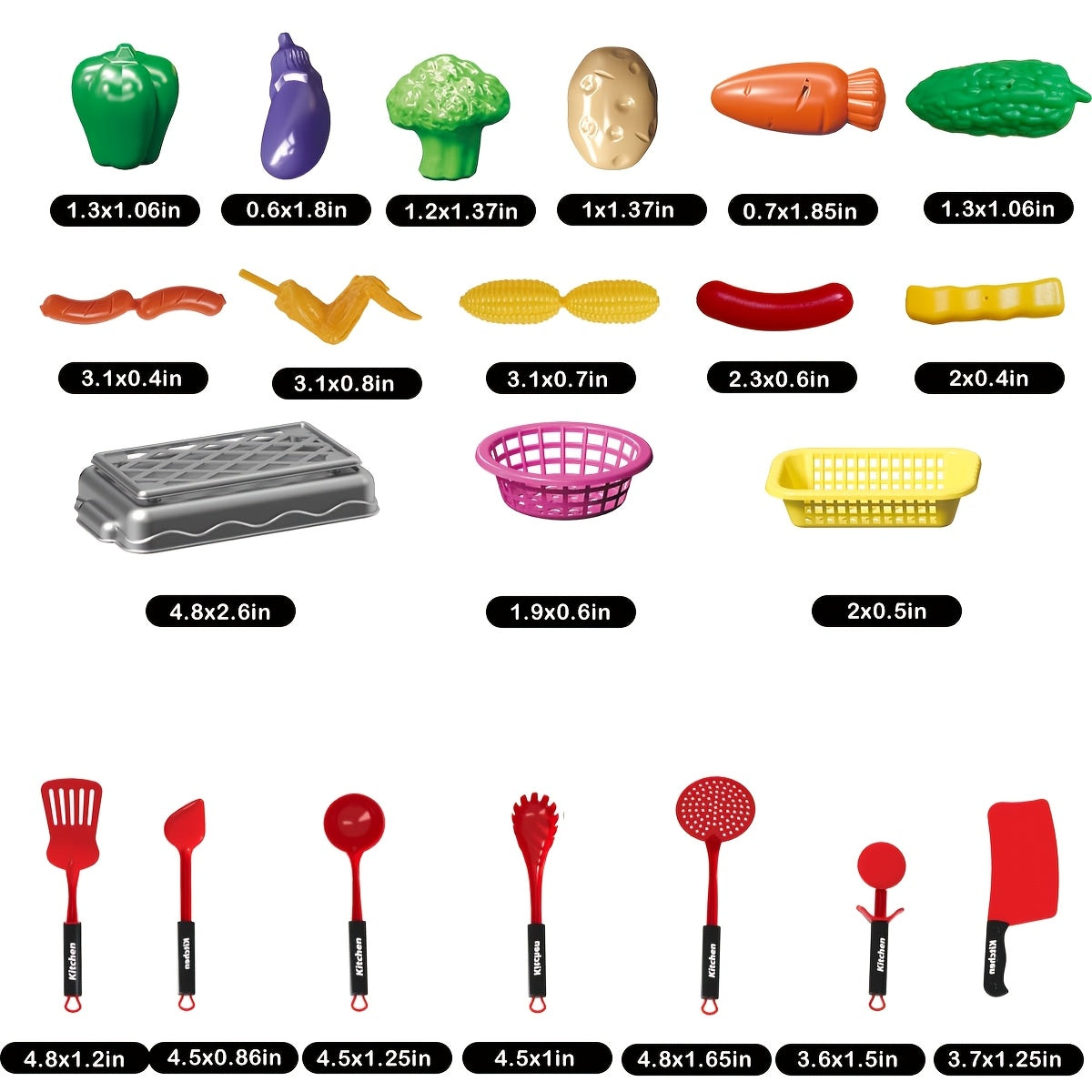 Kids Cooking Toy Set 47/69 Pieces Role-Playing Kitchen Play for Boys and Girls 3+