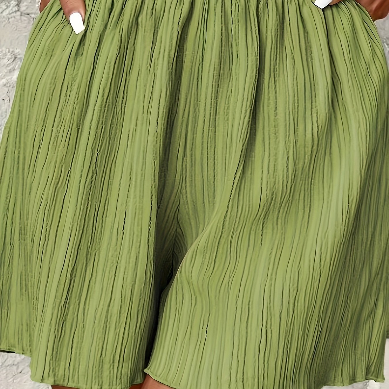 Women's Plus Size Wide Leg Shorts Green Polyester Casual Summer