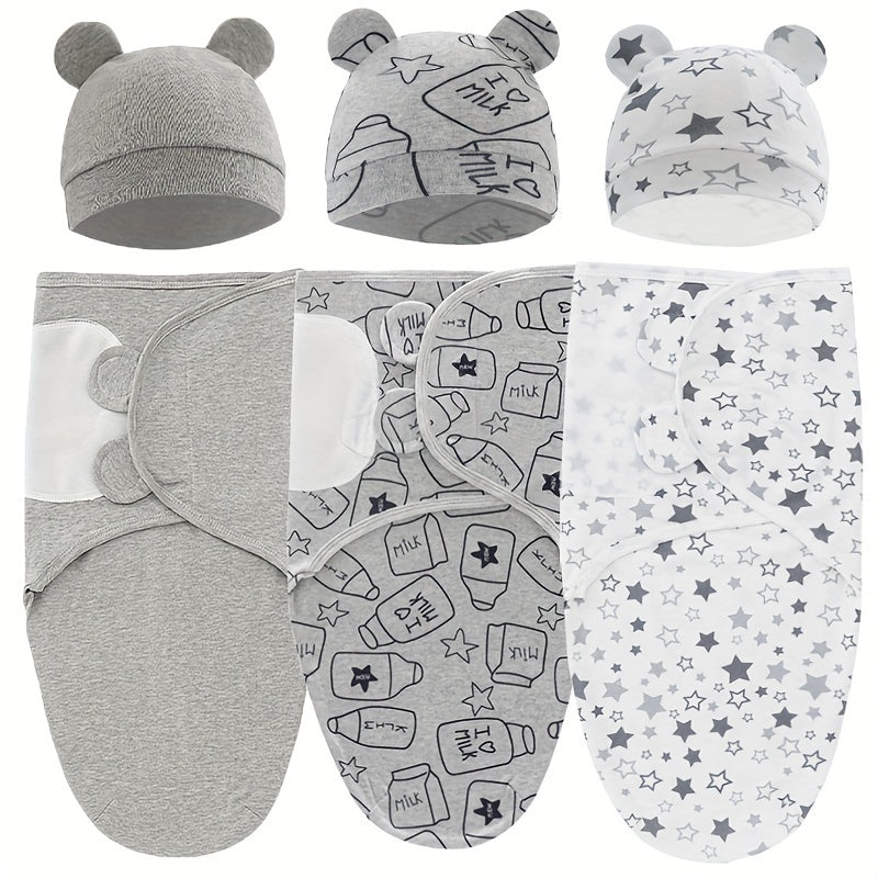 Newborn Baby Swaddle Set Adjustable Sleep Bag Prevent Startle Reflex Cotton All-Season