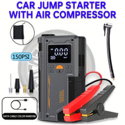 Portable Tire Inflator and Car Jump Starter with Lithium Battery and One-Click Air Pump