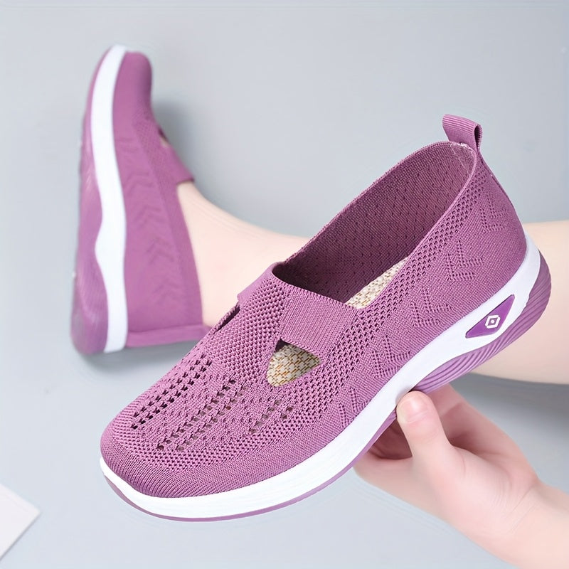 Ladies Hollow Breathable Sports Shoes Casual Lightweight Flat Walking Shoes