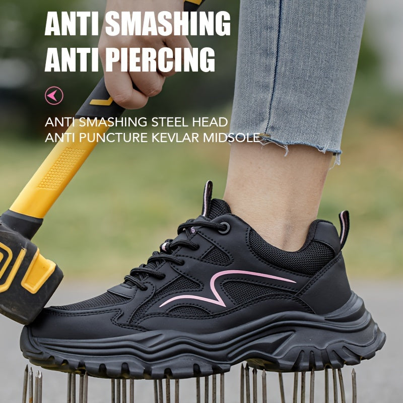 Women's Lightweight Steel Toe Safety Shoes Breathable Anti-Puncture Work Shoes