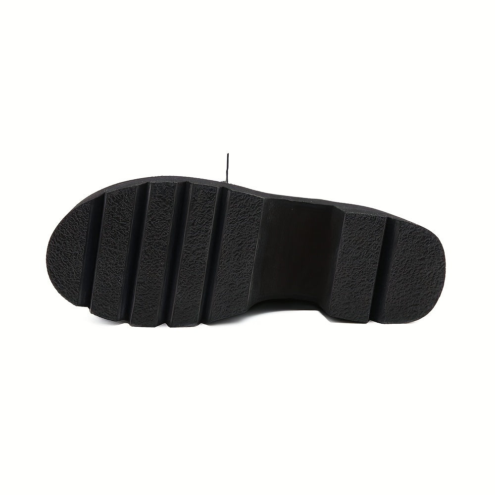 Women’s Faux Leather Platform Combat Boots Chunky Heel Gothic Zipper