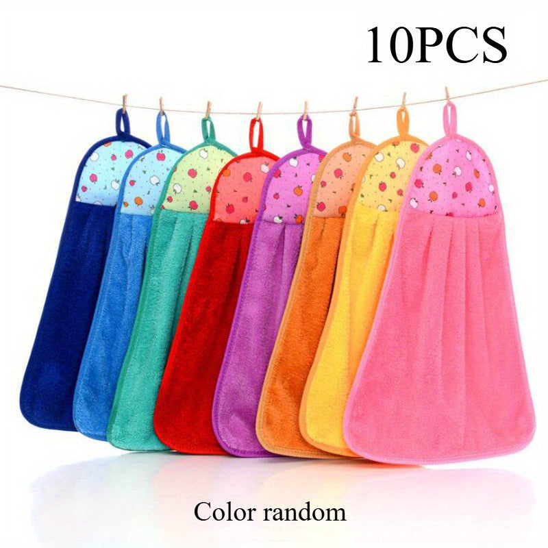 5/10/20 ta Koral Fleece Oshxona Qo'l Sochiqlari, Juda Yumshoq va Singdiruvchi, To'kilmaydigan, Zamonaviy Patchwork Uslubi, To'qilgan Polyester 100%, 57gsm, Uy va Mehmonxona Tozalash Ta'minotlari uchun Ideal.