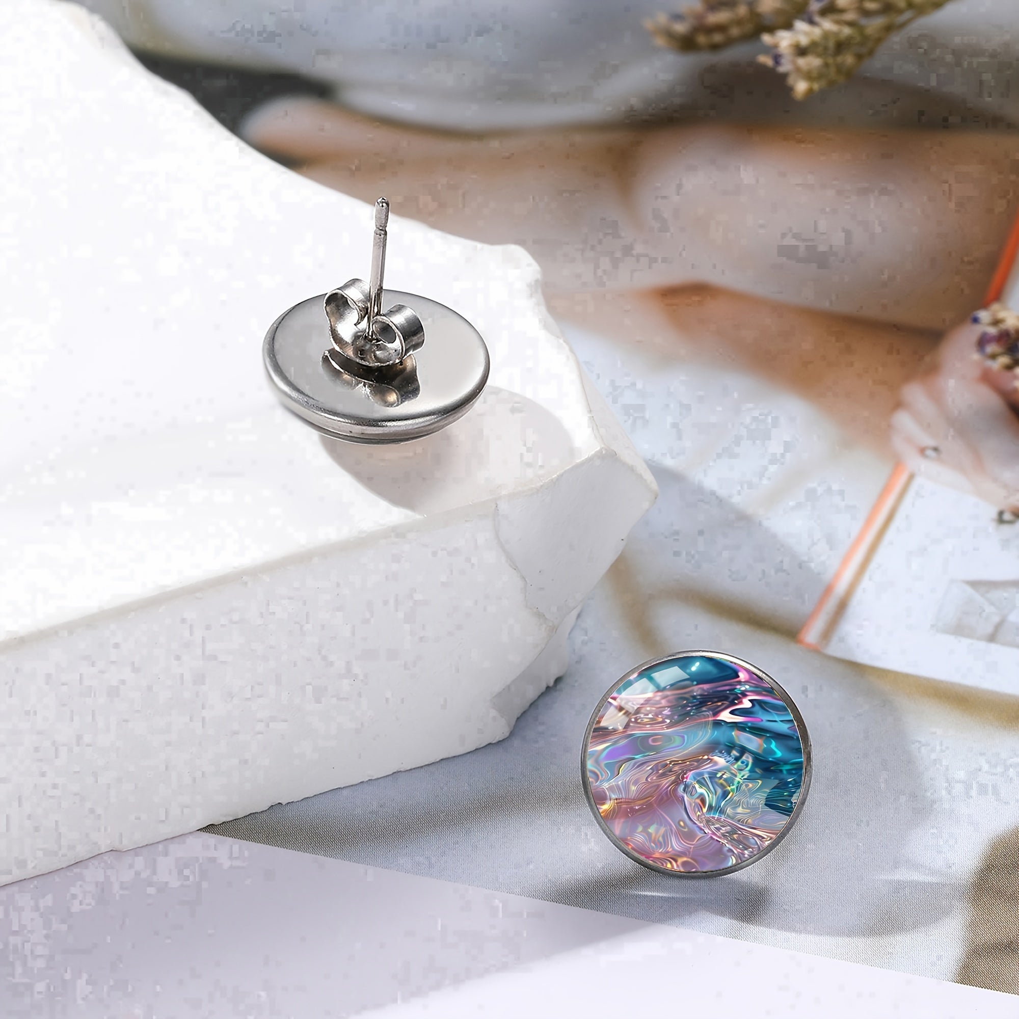 Unisex Stainless Steel Galaxy Stud Earrings for Daily Wear