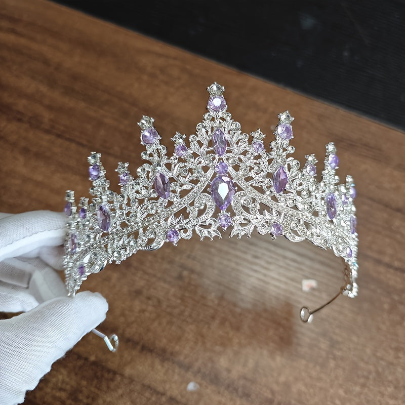 Diadema nupcial con cristales, corona oversized para bodas y eventos