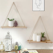 Boho Wall Shelf Set with Rustic Wood Shelves for Storage and Display