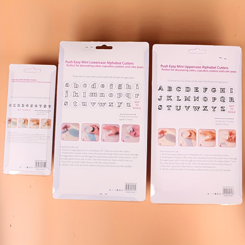 Set of 26 Alphabet and Number Cookie Fondant Cutters for Baking and Cake Decorating