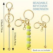 Set of 12 Gold Bead Keychain Pendants for DIY Crafts and Gifts