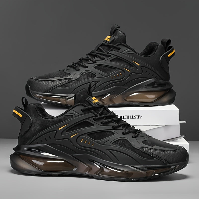 Men's Breathable Casual Athletic Sneakers Rubber Non-Slip Sole Lace-Up Chunky Style All-Season