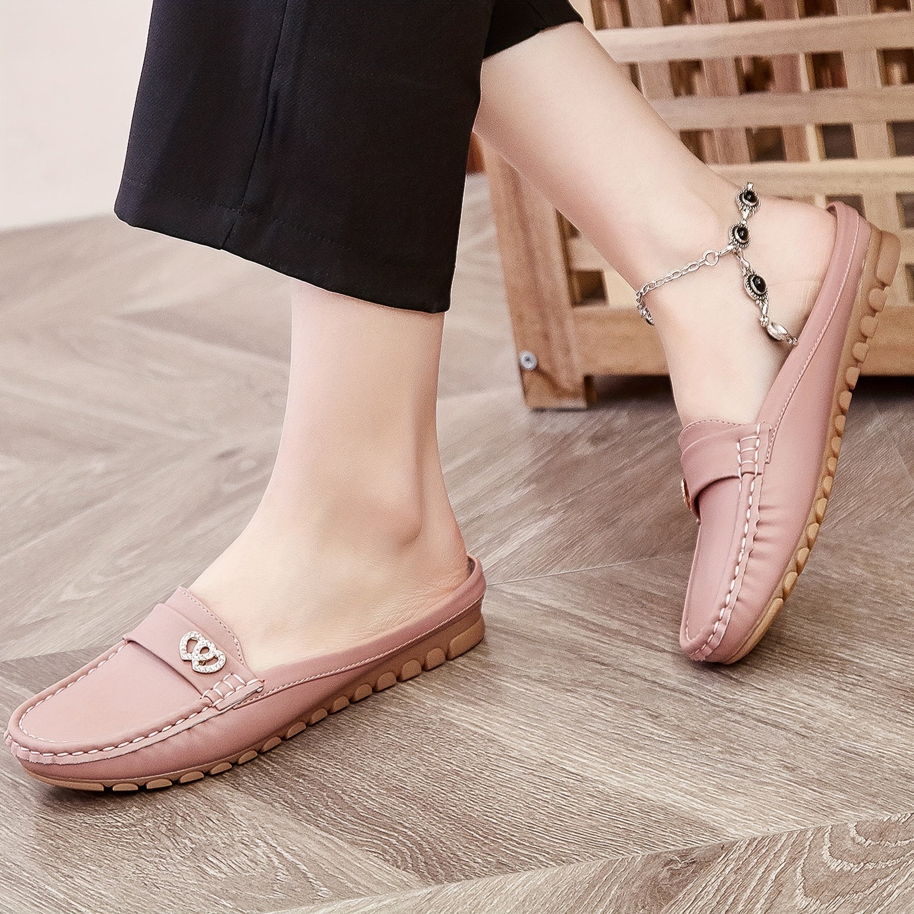 Women's Slip-On Mules with Non-Slip Sole Lightweight Casual Flat Shoes