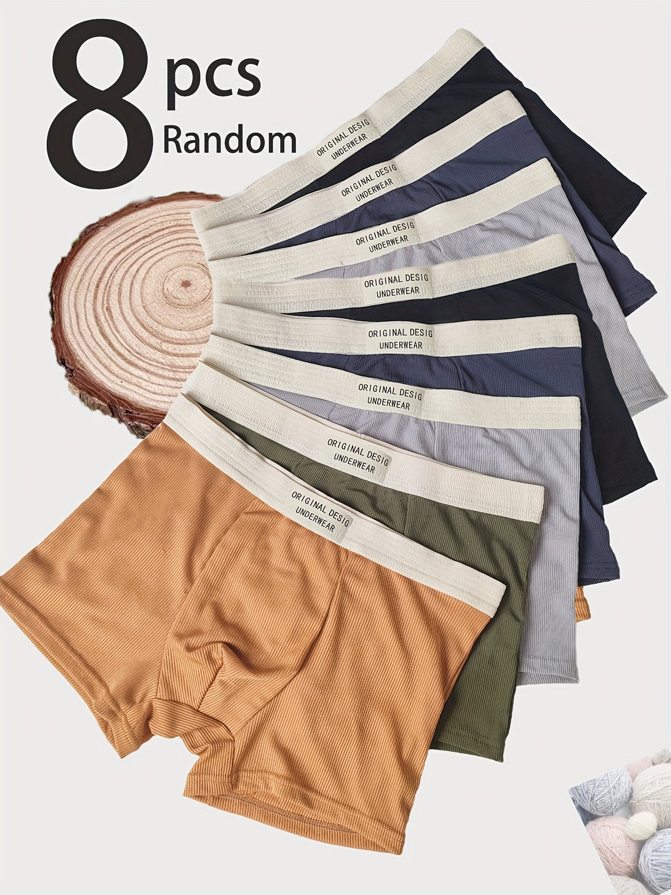 Men's Boxer Briefs 8 Pack Polyester Spandex Medium Stretch Breathable Solid