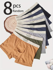 Men's Boxer Briefs 8 Pack Polyester Spandex Medium Stretch Breathable Solid