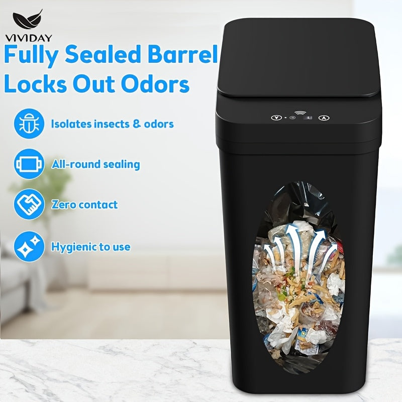 10L Smart-Sensing Trash Can with Lid Touchless Operation for Home Office Bathroom