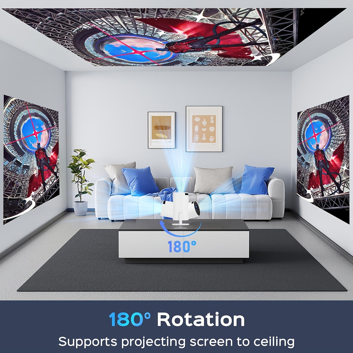 Portable HD 720p LCD Video Projector for Home Office Wi-Fi 16:9