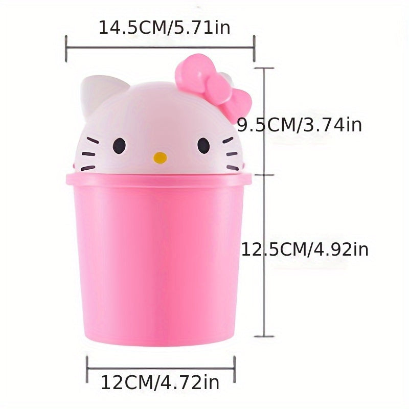 Cubo de basura de plástico redondo para escritorio con tapa para dormitorio, oficina y almacenamiento