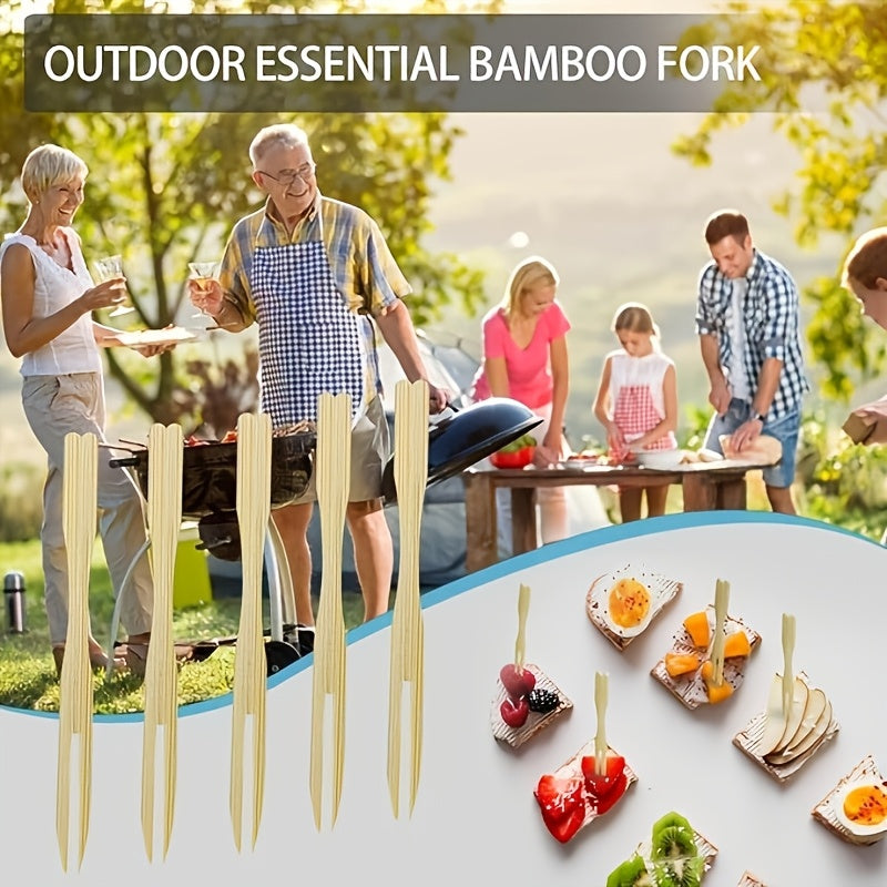 Set of 50/80/160/300 Mini Bamboo Forks Wooden Appetizer Picks for Charcuterie Boards and Party Food