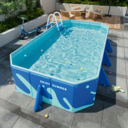 Inflatable Rectangular Pool for Ages 14+ Durable PVC Family Pool 21L-100L