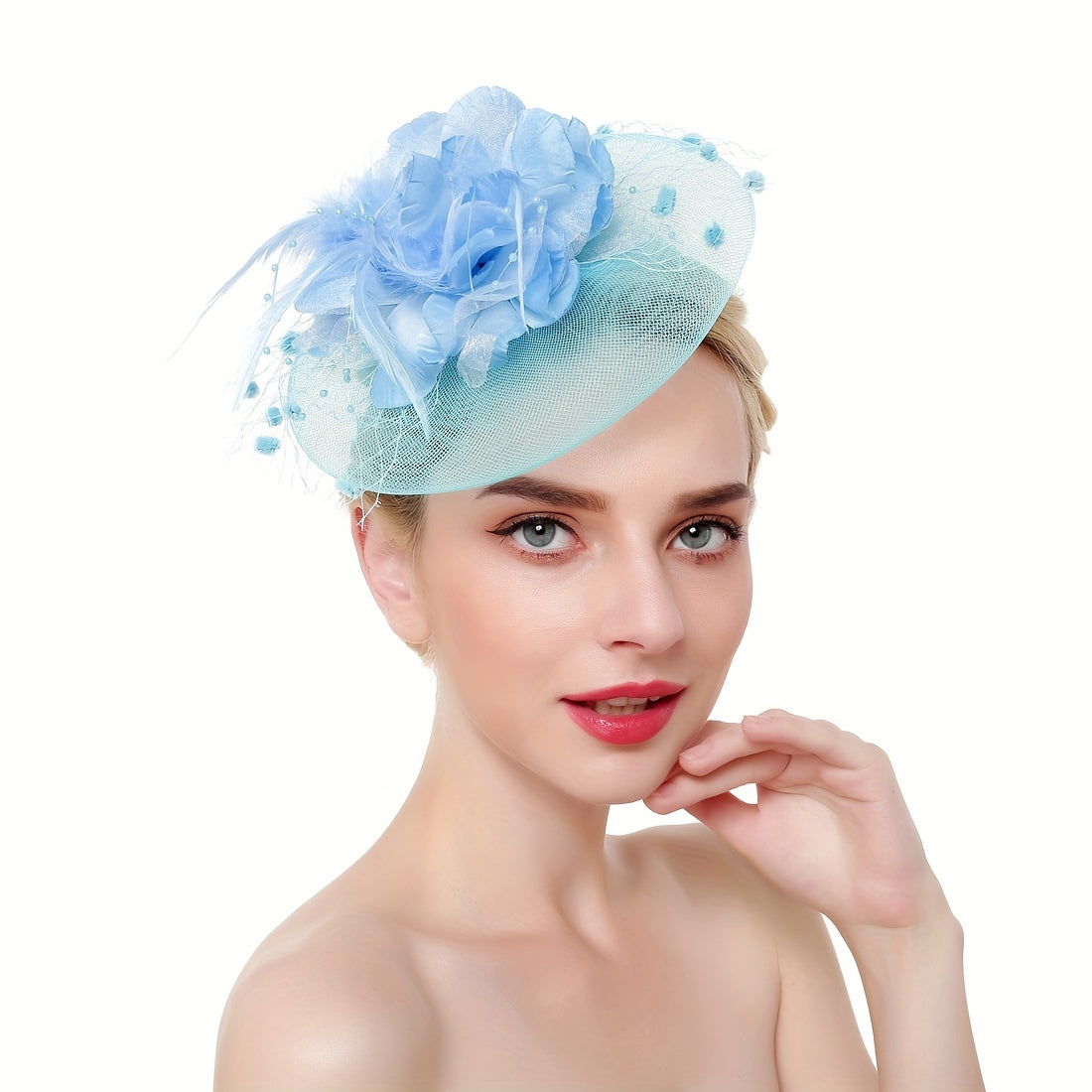 Women's Flower Shaped Fascinator Hat with Mesh for Tea Parties and Special Occasions