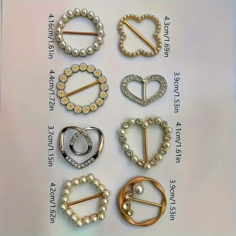 Juego de 3 broches de imitación de perlas en forma de corazón para mujer, alfileres elegantes para ropa