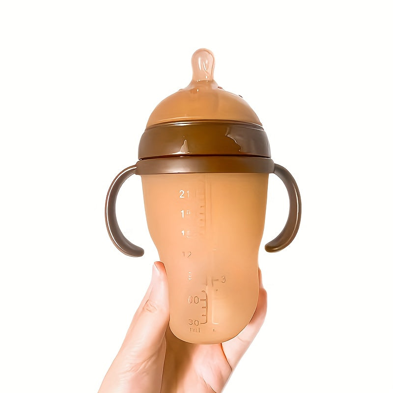Kids Silicone Bottle with Handle 150ml 250ml Wide Mouth Deep Brown