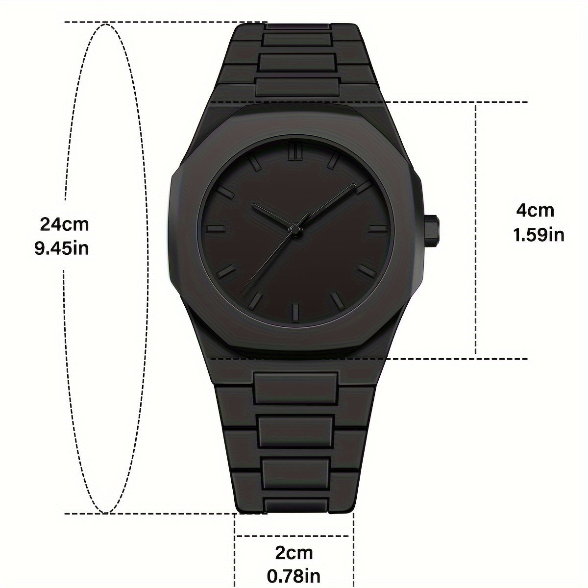Men's Black Plastic Watch with Round Dial Quartz Movement TPU Strap